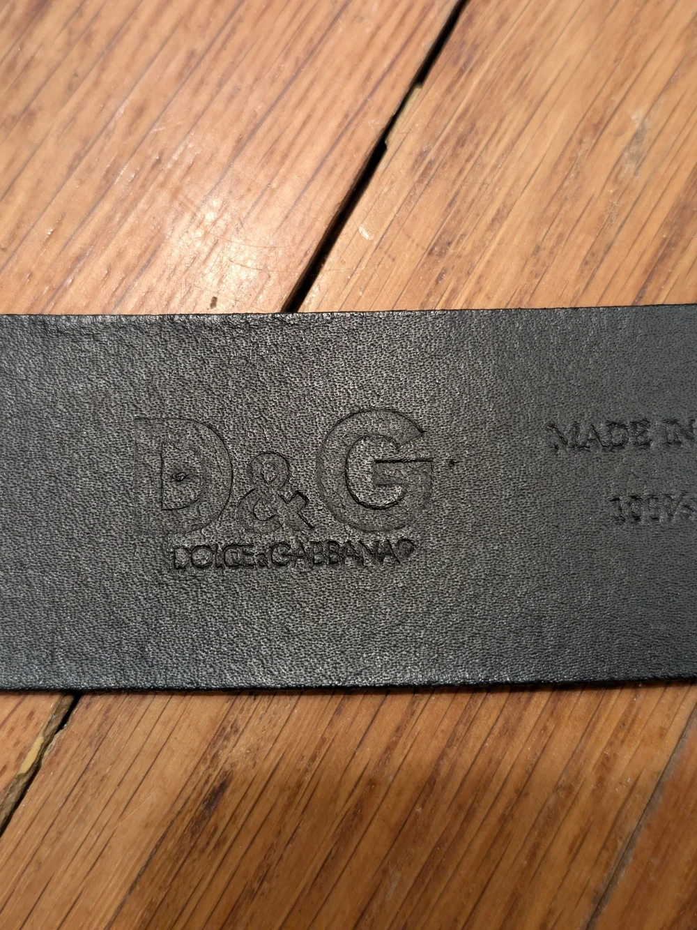 D&G Black Leather Belt with Black and Gold Logo Buckle